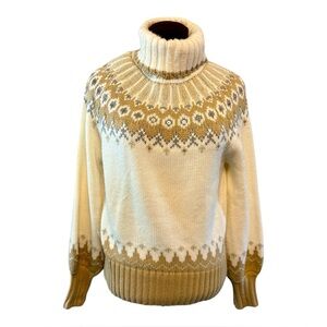 a.n.a. Fair Isle Nordic Knit Turtleneck Pullover Sweater, Womens size Medium